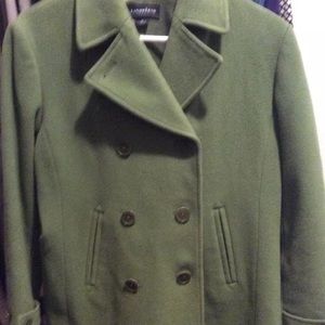 Lands End Green Wool Peacoat 6 Petite